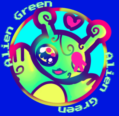 An image of a cute green alien